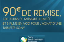 SONY : Remise de 90 euros sur la SONY Tablet S + 180 jours de musique illimitée + 5 films en VOD